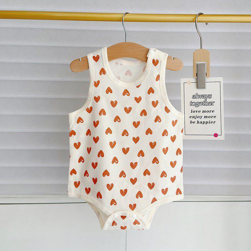 Baby Girl Romper with Suspenders, Newborn Summer Pure Cotton One-Piece Crawling Outfit, Thin Outerwear for Boys and Girls