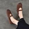 Johnature Retro Flat Shoes Genuine Leather Comfortable Soft Soled Shallow Versatile Women's Shoes