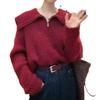 Thick and Loose Design Half Zipper Knitted Sweater Top Knitted Sweater for Women