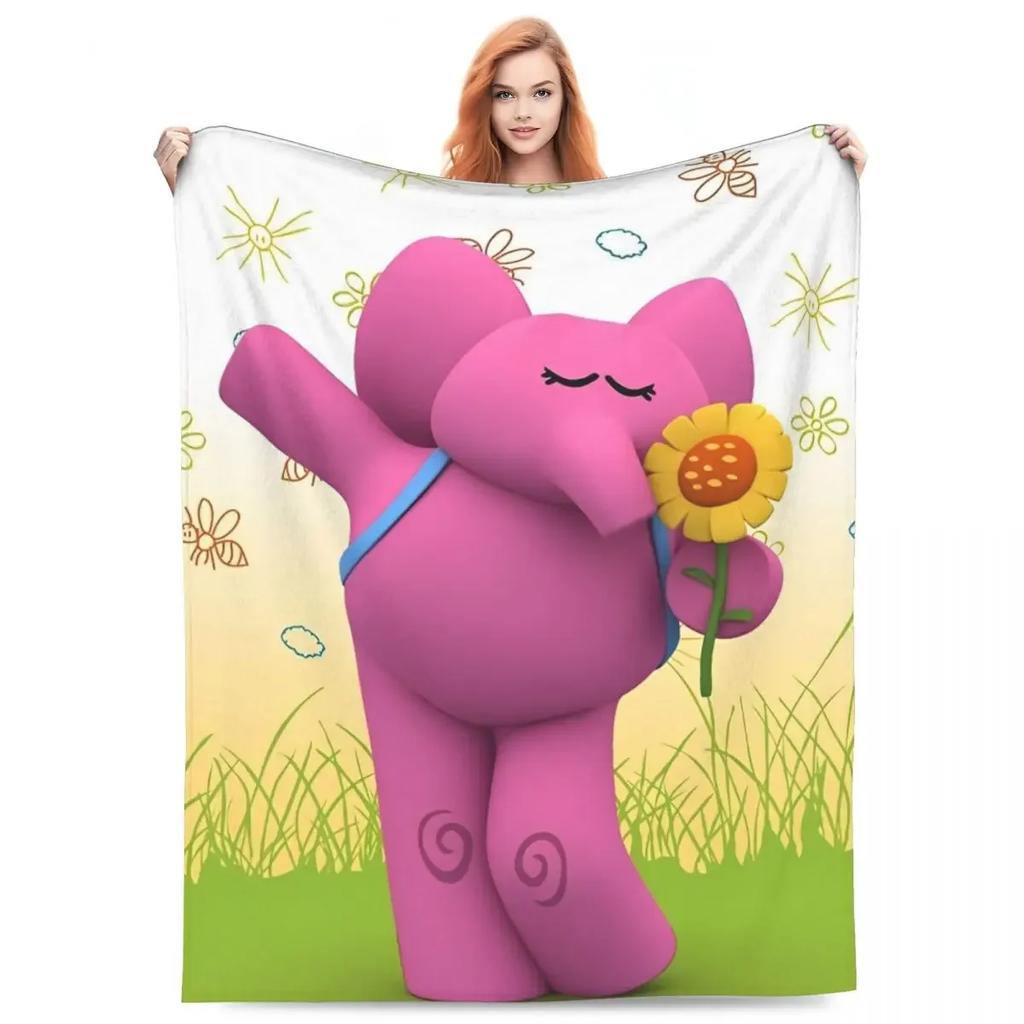 Cute Cartoon PPOCOYO Anime Printed Blanket Picnic Flannel Throw Blanket For Bedroom Warm Soft Custom DIY Quality Bedspread Gift