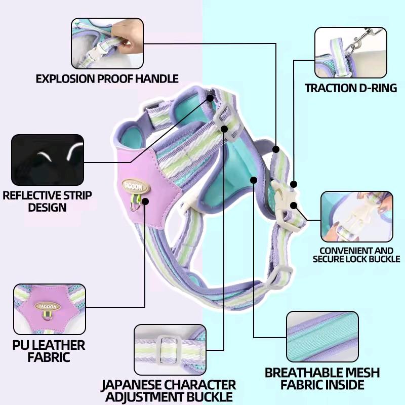 Leichtes verstellbares Hundegeschirr für Brust und Rücken, Weste mit Leine, mit reflektierendem Band, für Welpen, Hund, Outdoor-Zubehör