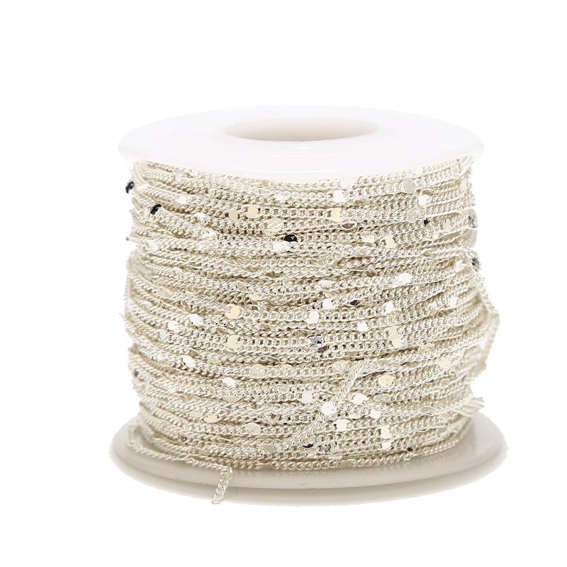 

2 метра нержавеющая сталь цвета: золотистый, серебряный плоский диск, бордюрные цепи для ожерелья, браслета, изготовления браслетов, оптовая фурнитура для ювелирных изделий