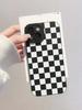 Black and White Checkered Pattern Phone Case Suitable for iPhone 16 15 14 13 12 11 Pro/Max/Plus Shockproof Back Cover