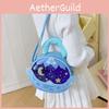 Color Solid Simple Star Moon Print Children Round Shape Crossbody Bag Girl For