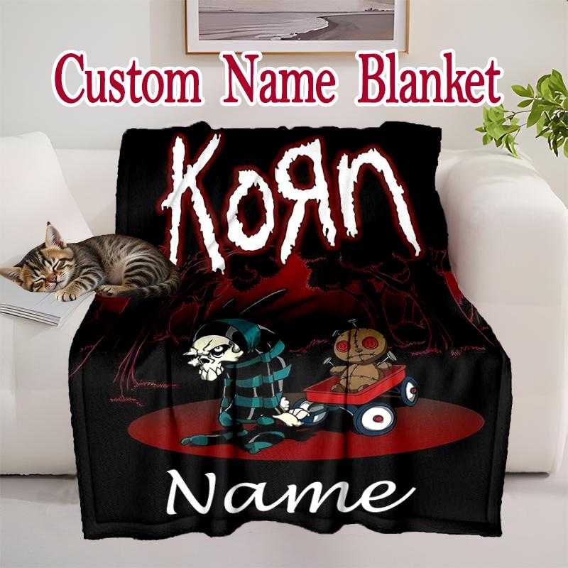 Korn Band Horror Art Pattern Blanket, Cozy Blanket for All-Season Comfort on Sofas, Beds, Office, Car, Camping and Travel