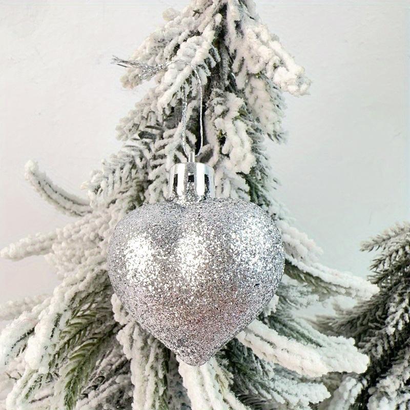 Heart-Shaped Multi-Finish Ornaments Perfect for Christmas Tree Decor Home Window Hanging Birthday Celebrations Festive Baubles