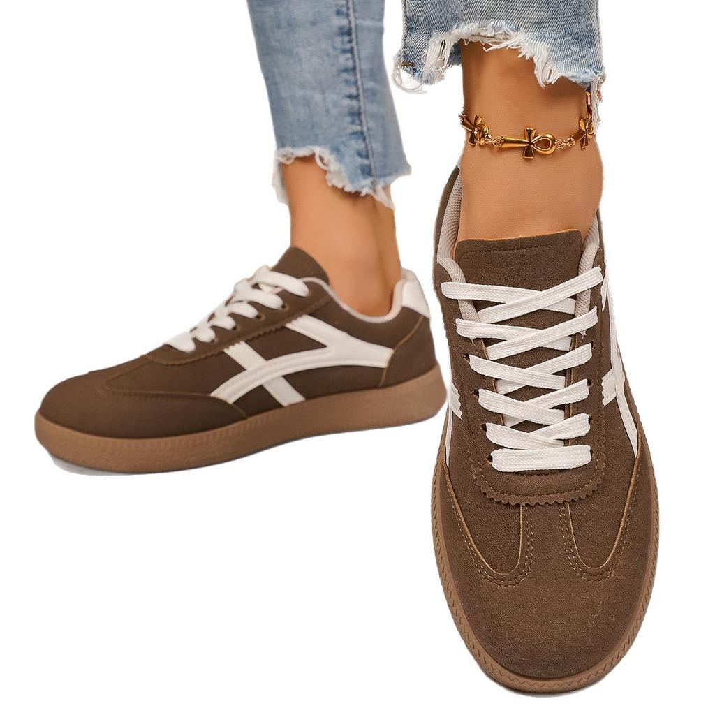 Large Size Spring and Autumn New Retro Leopard Print Women's Round Head Lace-up Large Size Casual Board Shoes