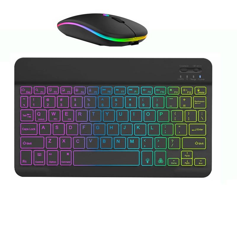 Backlit Led Keyboard 10 inch Wireless Rechargeable Keypads for iPad Tablet Phone PC Magnet Bluetooth Keyboard with Mouse