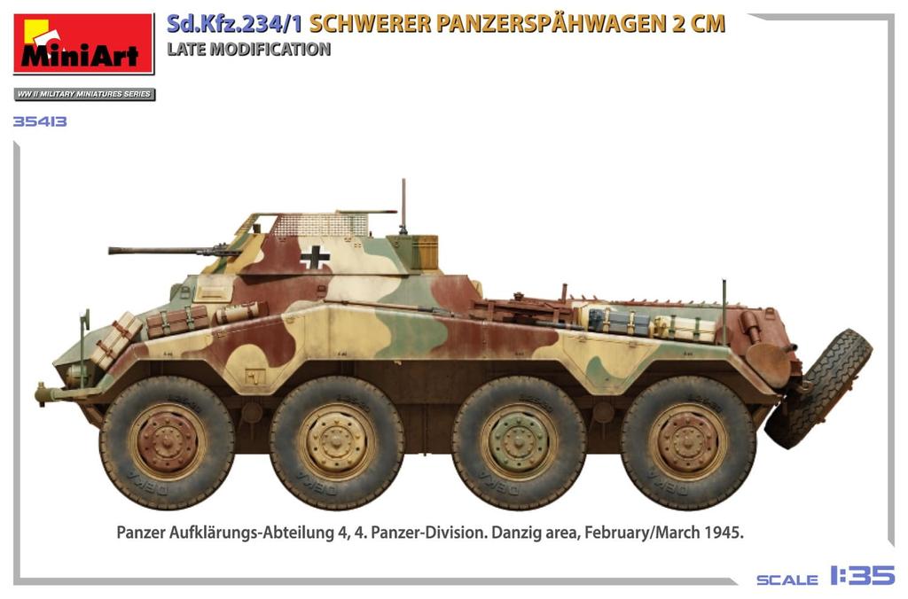 MiniArt Heavy Armored Reconnaissance Vehicle Gun Late Model Plastic Model MA35413 1/35 Sd.Kfz.234/1 (2cm Mounted) (Military Vehicle)