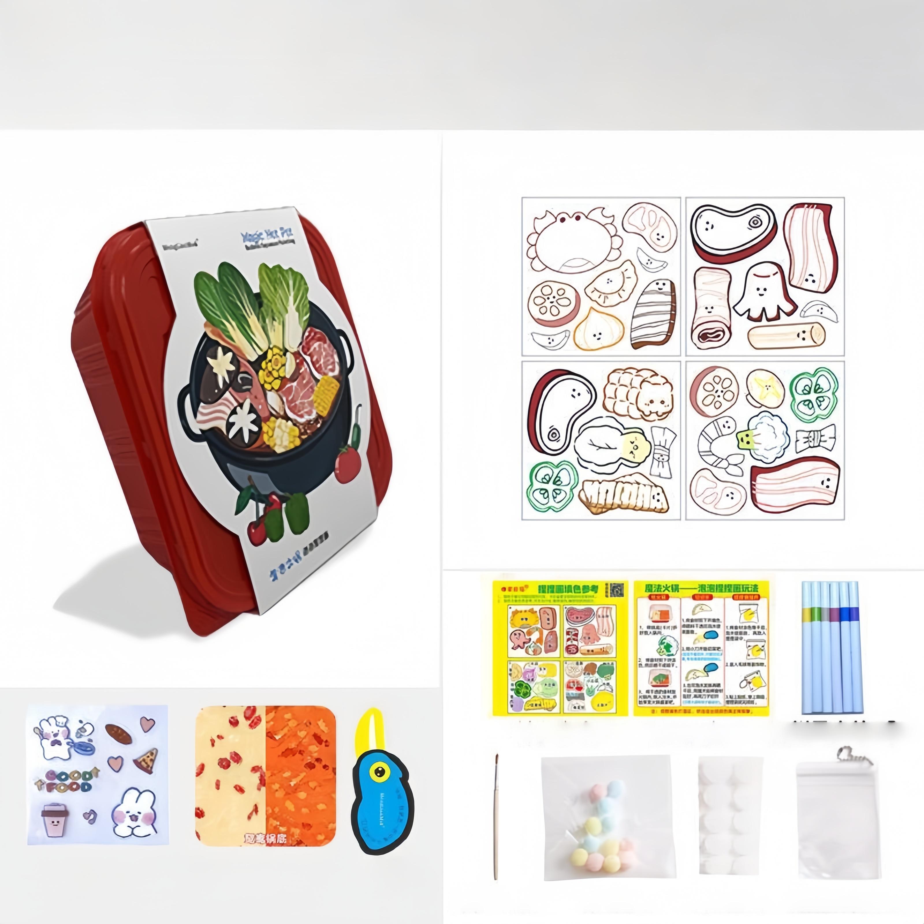 

1 Set Kids Safe Swelling Food Toy Sanrio Multicolor Diy Painting Kitchen Toys Creative Cartoon Pretend Play Playset