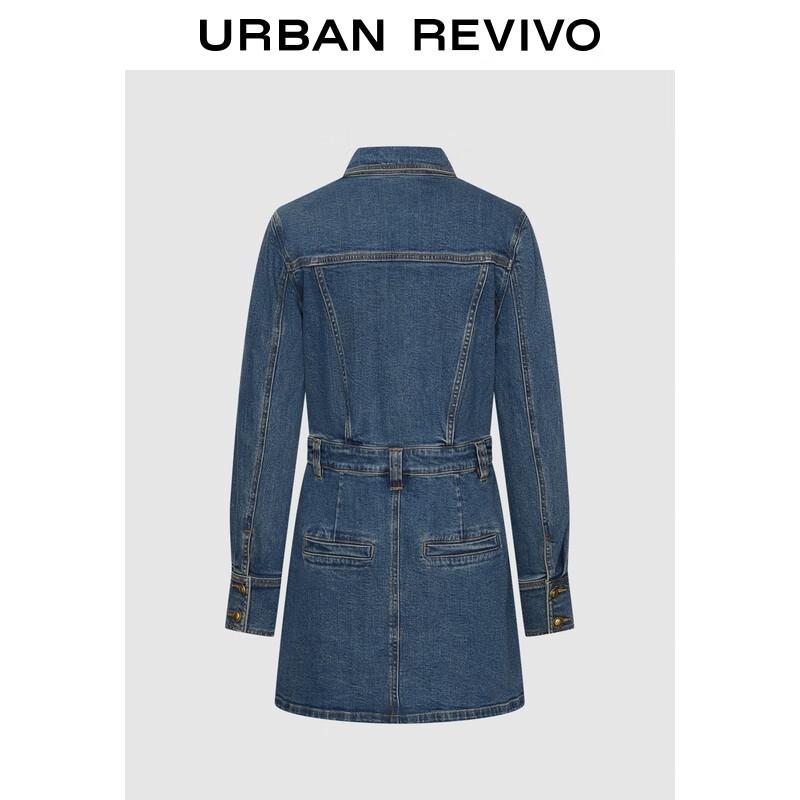 

UR 2025 Autumn Retro Metal Button Denim Dress L
