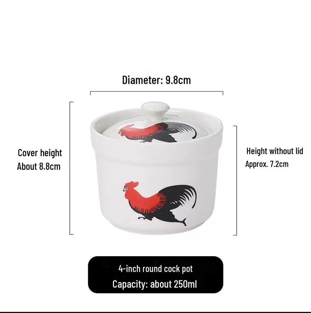 White Magnesia Porcelain Soup Pot with Lid – Ideal for Steaming Eggs and Stewing Bird's Nest In Restaurants and Hotels.