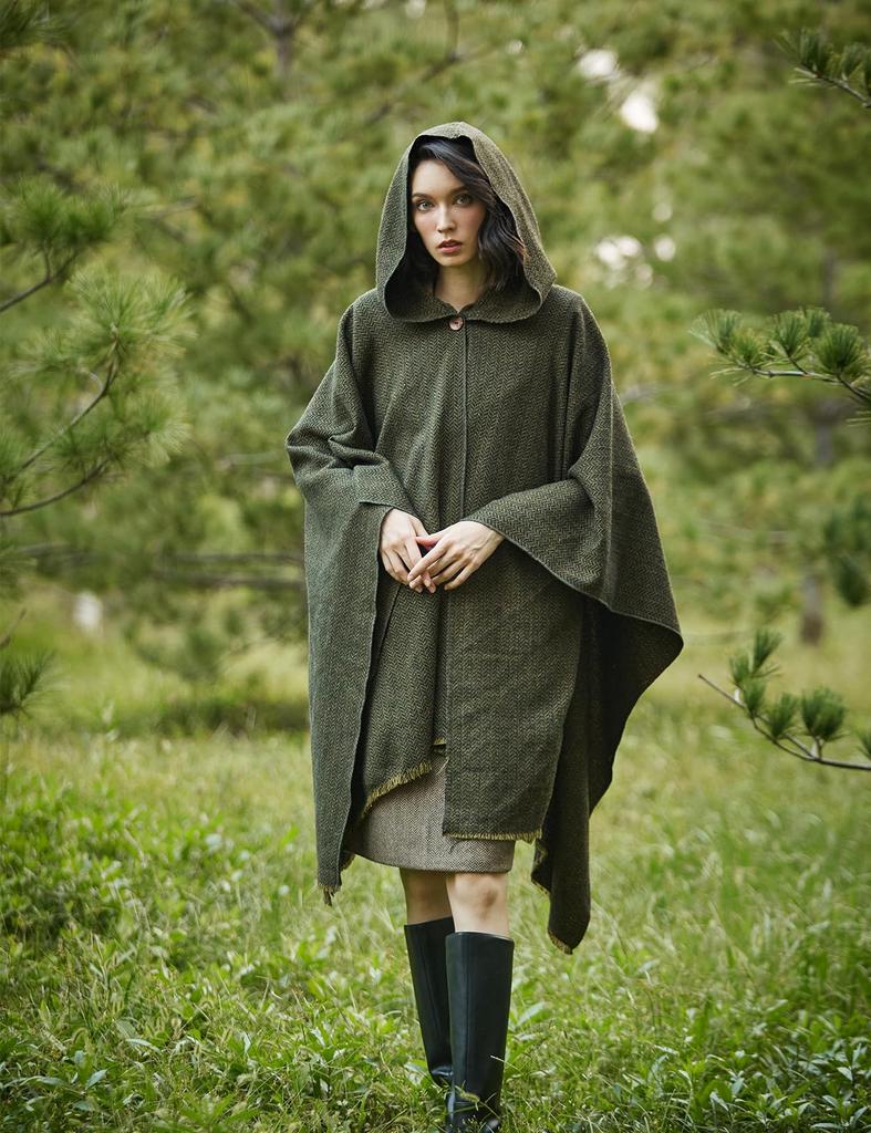 BEAUTELICATE Hooded Knee Cold Everyday Cosplay Cloak Women's Poncho, Large, Long, Wrap, Wrap, Cape, Cloak, Protection, Unisex, Use,
