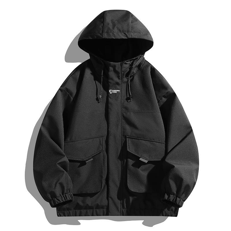 

Куртка Куртка Весна и Осень Новый Модный Бренд С Капюшоном Свободного Кроя Рабочая Ветрозащитная Куртка для Мальчиков Осень и Зима L