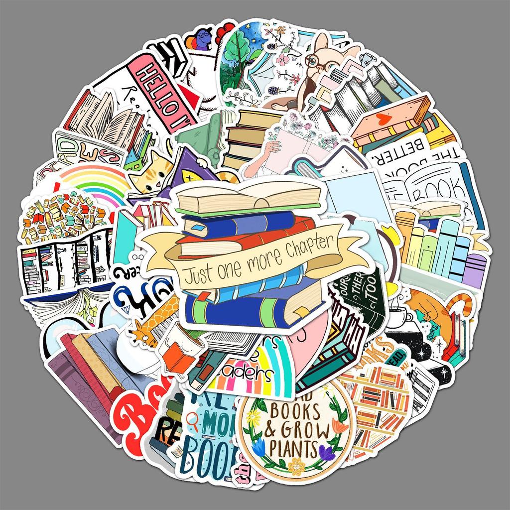 50 Reading Doodle Personality Cartoon Children's Gauze DIY Skateboard Water Cup Suitcase Stickers Waterproof