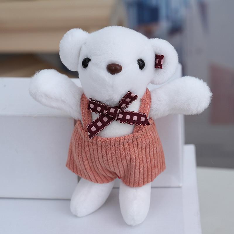 Teddy Bear Keyring Plush Doll With Bow Decoration For Bag Accessories And Gifts белый