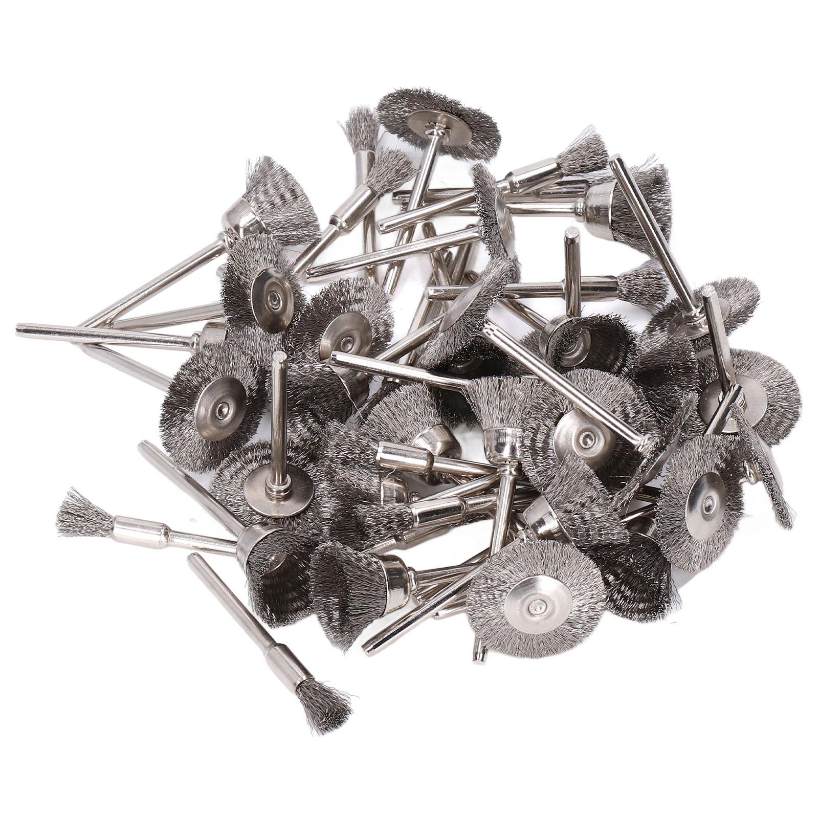 

60шт. Набор проволочных щеток-ручек из нержавеющей стали с хвостовиком 3 мм, 3 формы