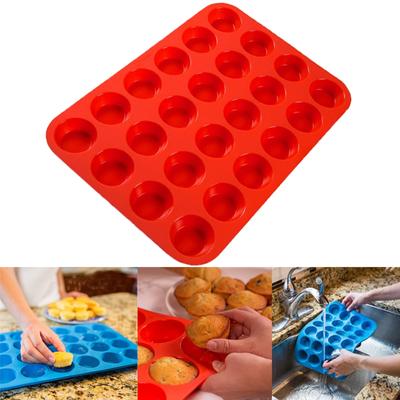 Kakform 24-håls Silikon Tvål Kakor Muffin Bakform Pan Bricka Form Hem Mini Muffinform 3D Non-stick Gelé- & Godisform