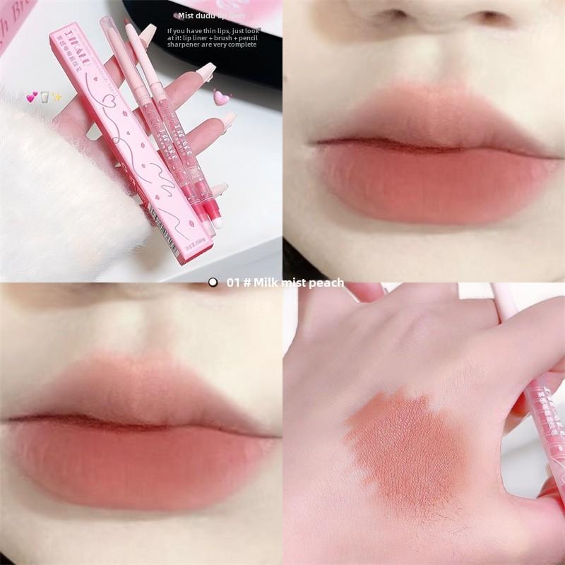 Velvet Matte Lip Liner, Waterproof Long-lasting Lip Pencil, Nude Peach Lip Liner for Smudge-proof Full Lips