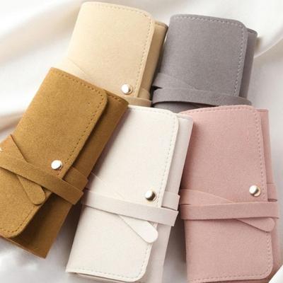 Simple Microfiber Jewelry Bag Multifunctional Earrings Ring Bracelet Storage Roll Bag Gold Jewelry Box