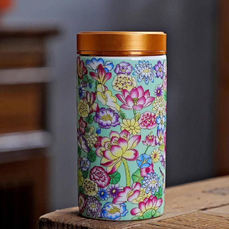 Enamel tea and sugar jar ceramic multifunctional home medicine coffee bean sealed jar kitchen storage bottle