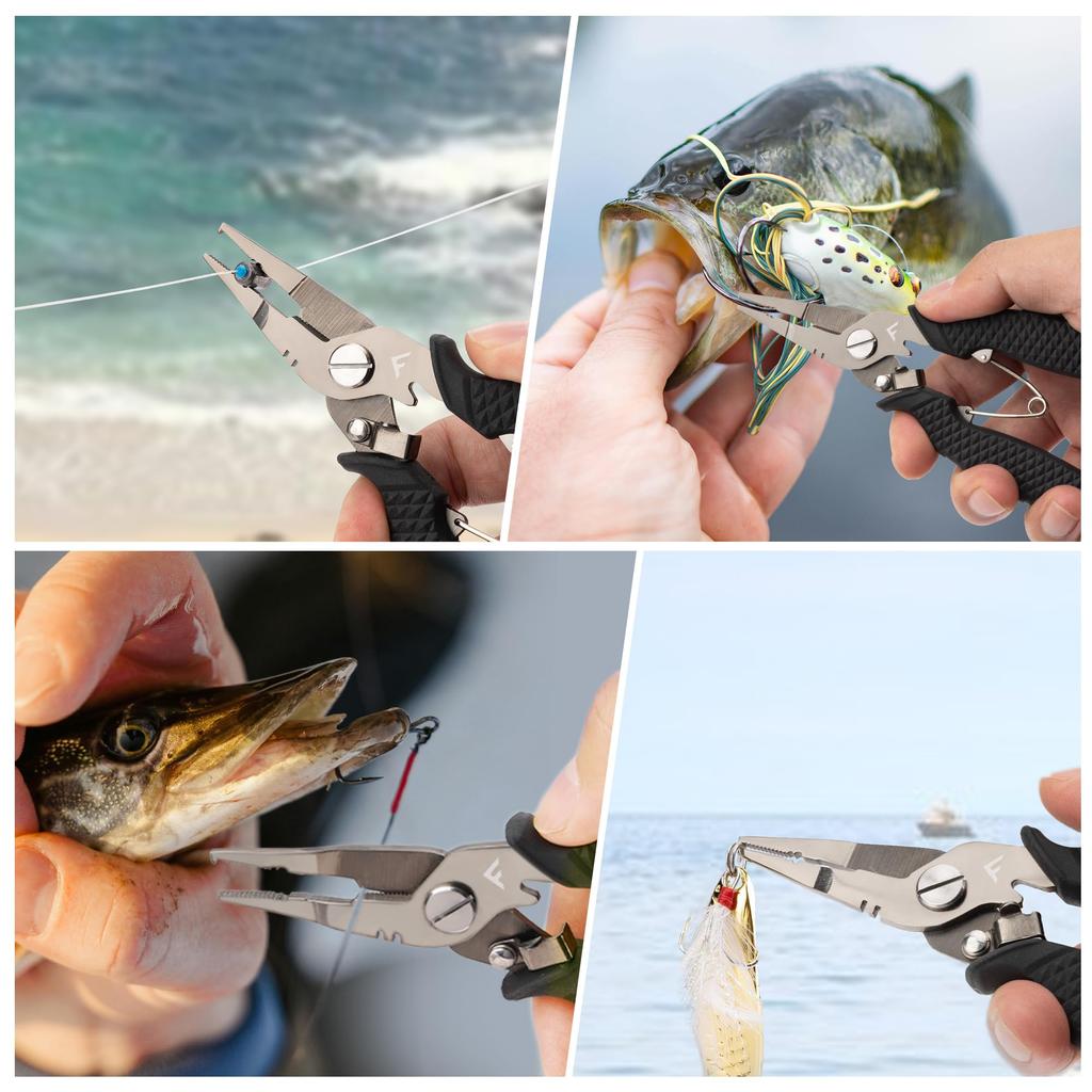 FLISSA Fishing Split Ring Hook Line Locking Rustproof Pliers, Pliers, Remover, Cutter, Mechanism, Multifunctional,