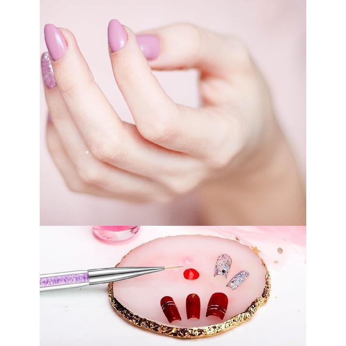 Resin Nail Art Palette with 5 Pcs Nail Art Brushes, Nail Polish Mixing Palette Double-Ended Dotting Pen Nail Art Liner Brush for Nail Art