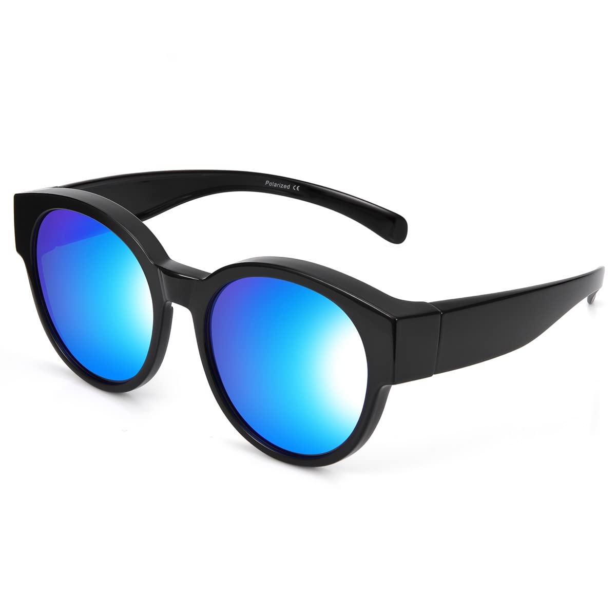 

TINHAO TR90 Polarized Sunglasses with UV400 Round Cat Eye Design for Driving and Golf Women s Over-the-Eye Protection, Design, (Mirror Blue)