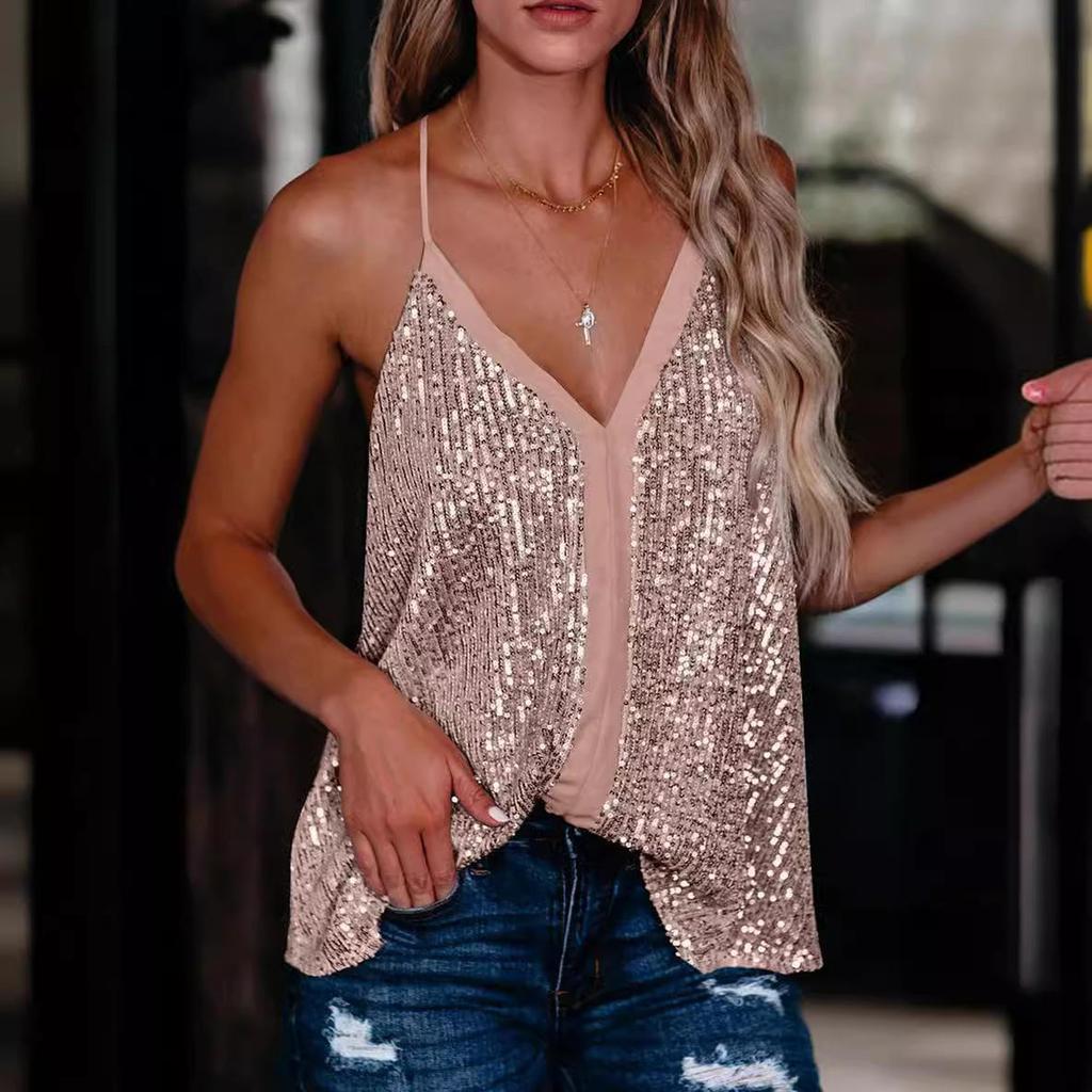 Damen-Camisole mit V-Ausschnitt und Pailletten