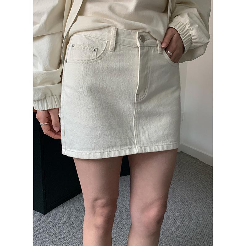 CLEAN SPACE Cotton Washed Denim Mini Skirt, Mid-Waist A-Line Skirt 2025, Style 53357