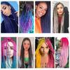 ALAN EATON 24 Inches Synthetic Rainbow Color Jumbo Braid Hair Extensions High Temperature Fiber Extensions For DIY Crochet Hair Braids