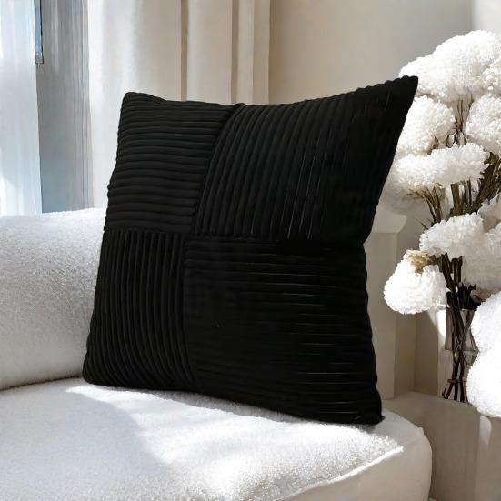 Throw povlak na polštář pruhovaný vzor Kontrastní barva Patchwork zapínání na skrytý zip Polštář 45*45cm