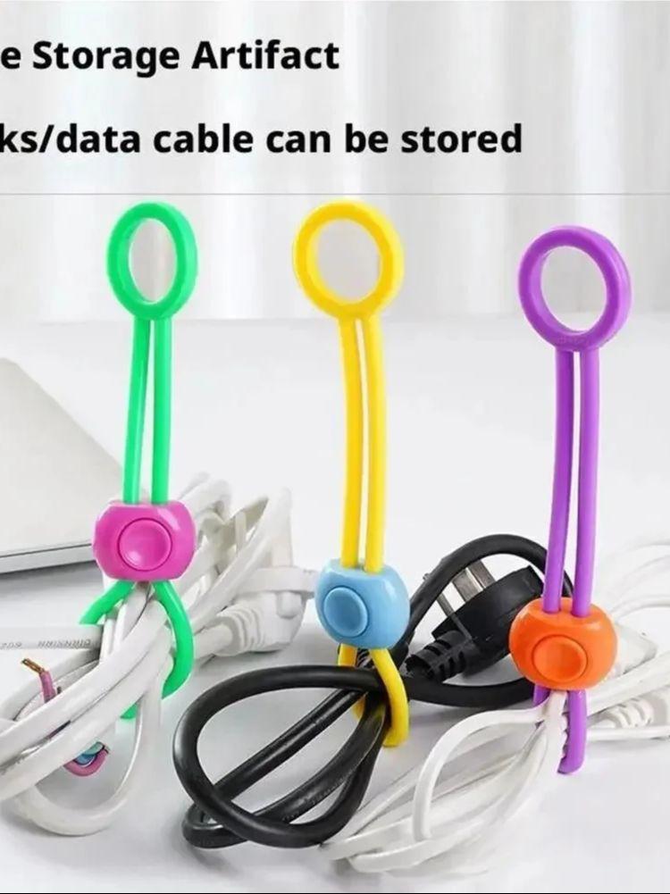 10pcs Silicone Food Bag Sealing Strap Freshness Sealing Clip Adjustable Clip Portable Data Cable Storage Kitchen Gadget