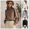 Cozy Fall and Winter Fashion Women's Elegant Knitted Thick Warm Hoodie Color Blocked Half High Collar Versatile Striped Sweater Jumper
