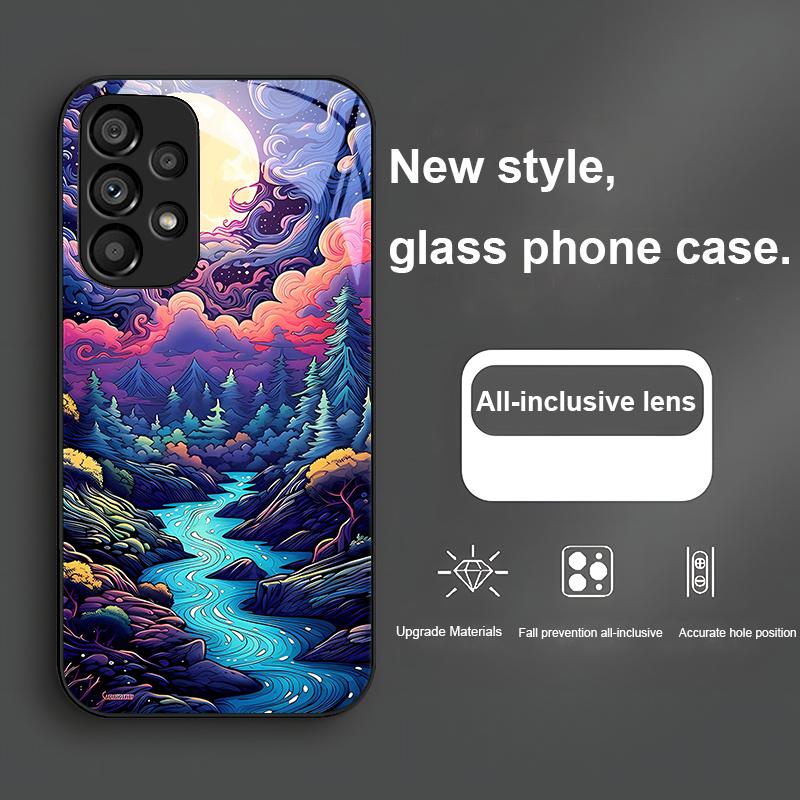 Anime Forest Moon River For Samsung Galaxy S24 Plus S20 21 FE S23 Ultra S8 9 A70 72 73 50 51 52 53 Tempered Glass Phone Case