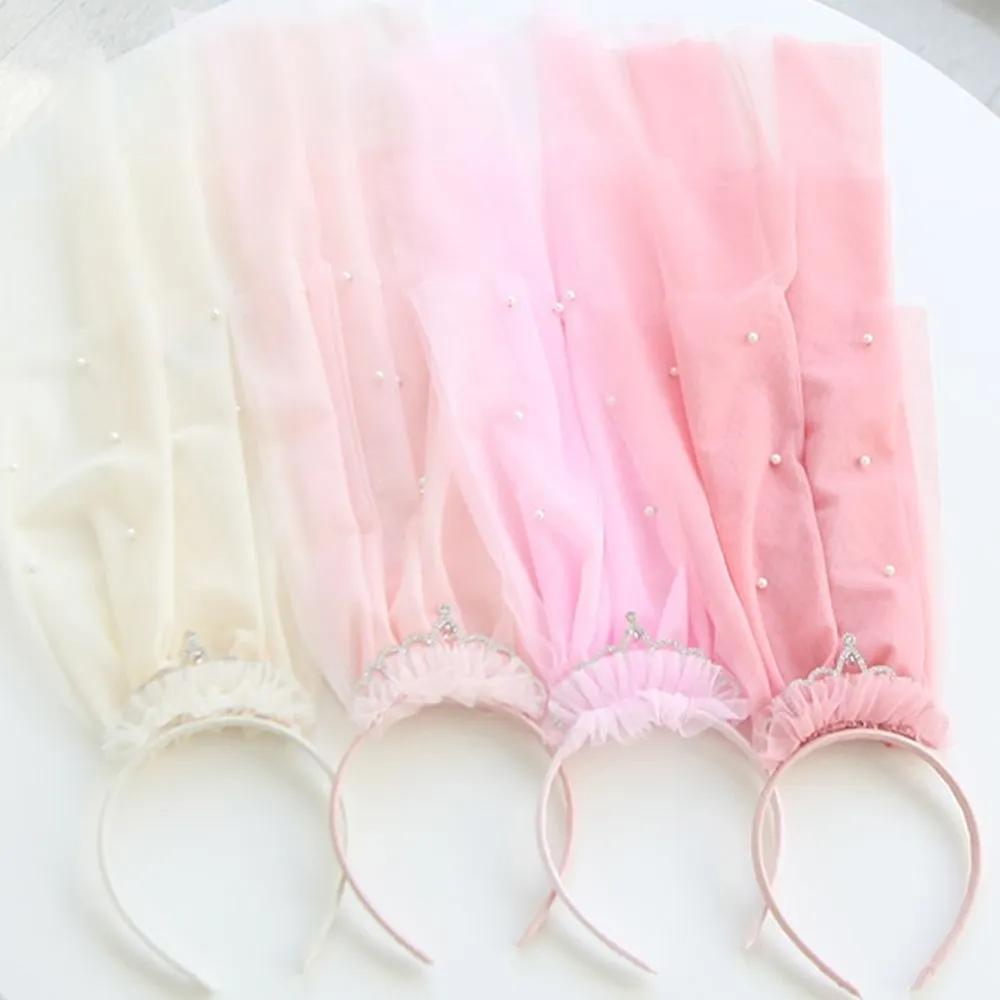 Hairband Pearl Veil Princess Tiara Hairband Party Crown Birthday Party