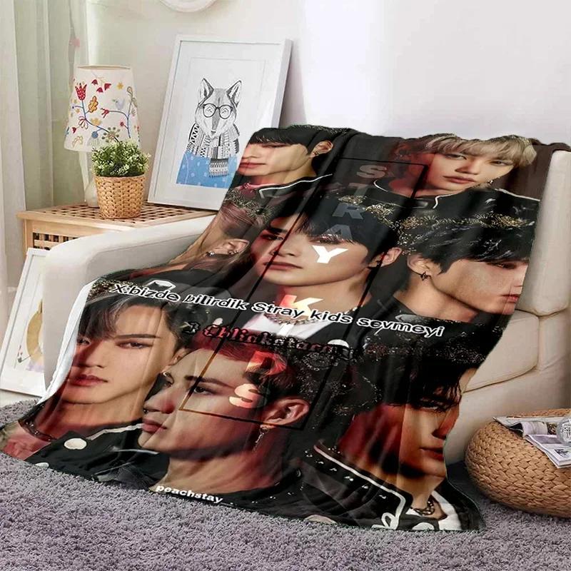 Korea Kpop Stray Kids 3D Singer Soft Flannel Blanket for Beds Bedroom Sofa Picnic,Throw Blanket for Cover Outdoors Leisure Gift