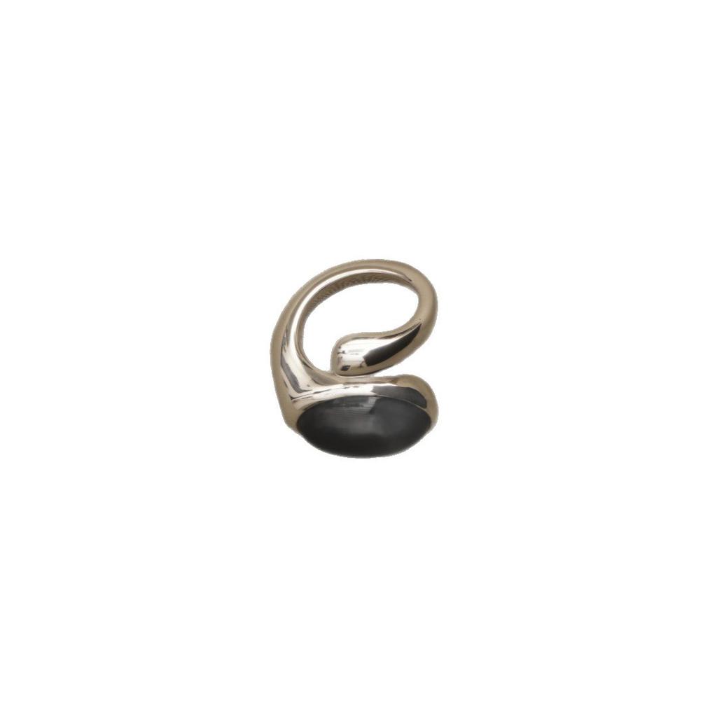 Retro Cold Style High-End Metal Inlaid Black Agate Ring Niche Design Irregular Trendy Fashion Ring