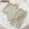 Summer Girls' Short Sleeved Thin Suit Summer Two-piece Set Korean Air-conditioned Suit