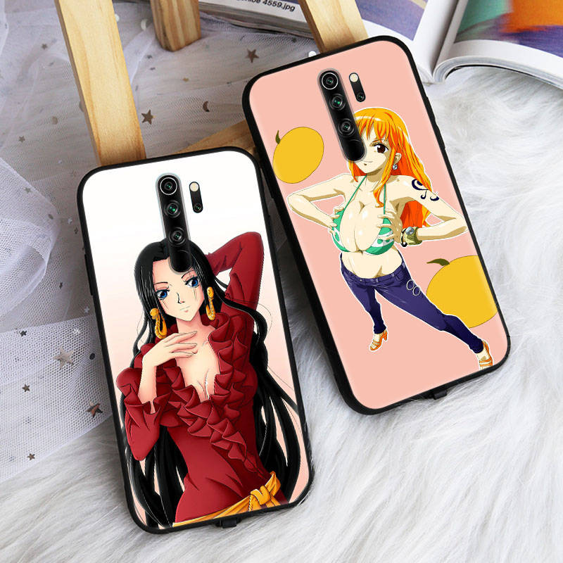 Black Case for Xiaomi Poco X6 X4 M5 M6 F5 F6 C65 C55 C50 C51 C40 Pro Redmi 14C A3X 13C 12C 11T 10A 9C Note 7 6 8A Plus W-74 One Piece Nami Hancock