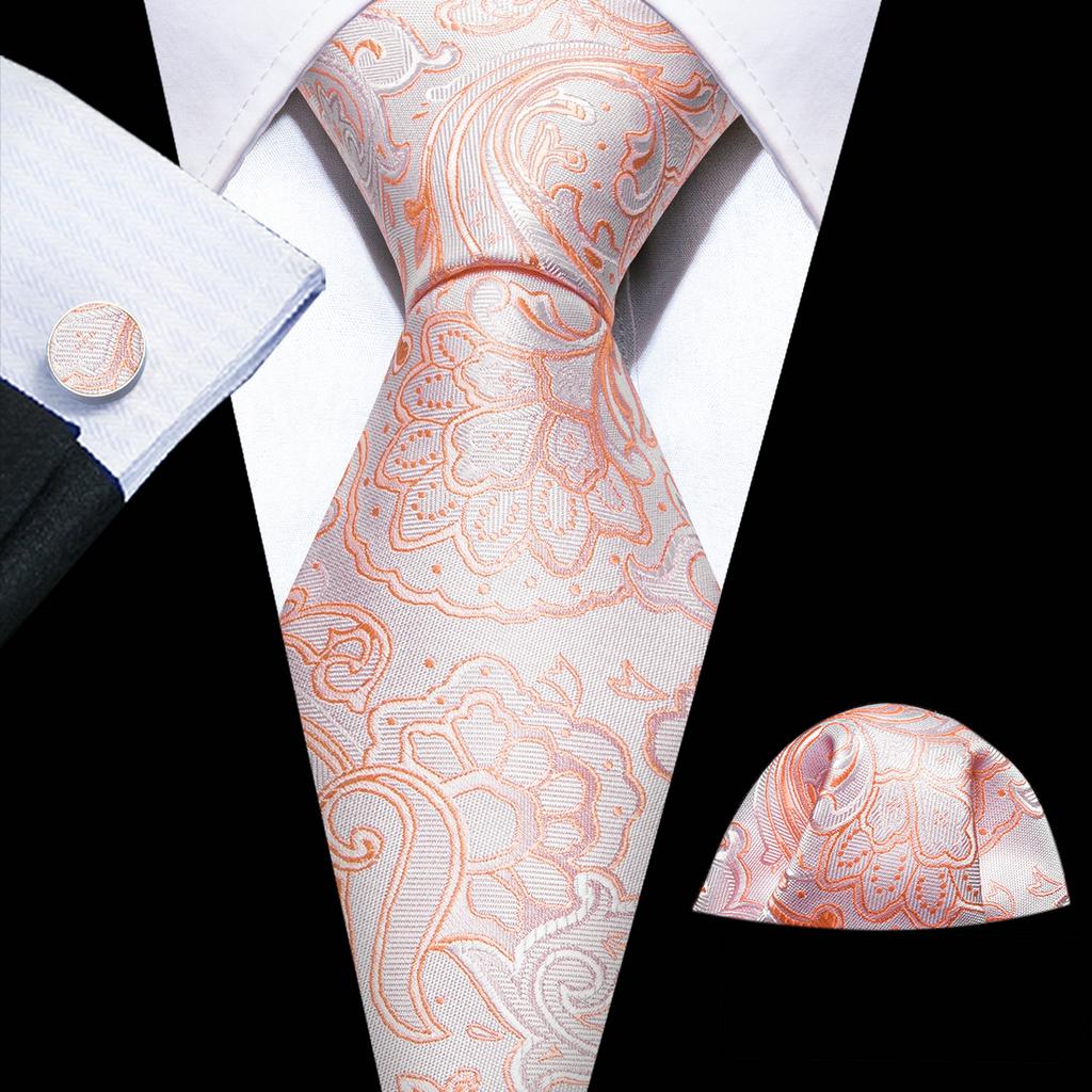 Barry.Wang Necktie Hankerchief Cufflinks Set Purple Blue Black Dots Jacquard Woven Wedding