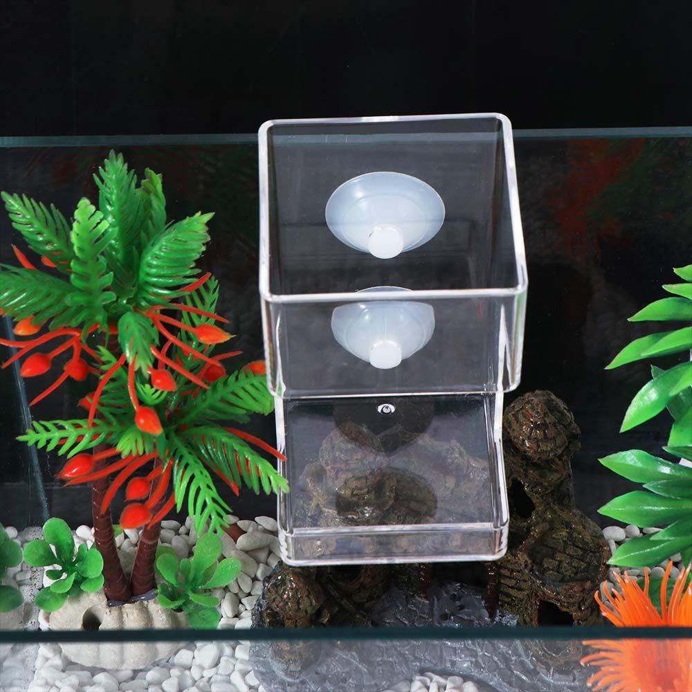 Plastic Suction Cup Fish Feeder Square/Circle Aquarium Feeding Ring  For Goldfish Turtle Birds