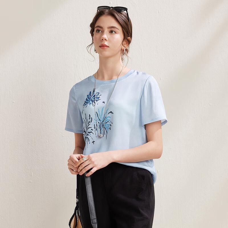 

Zhaojun 2026 Spring/Summer Silk Blend Printed Short-Sleeve Top M