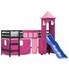 VidaXL Children's Mezzanine Bed with Tower, Elevated Bed for Children with Ladder, Bedroom Storage Furniture, Modern, Pink 3207071