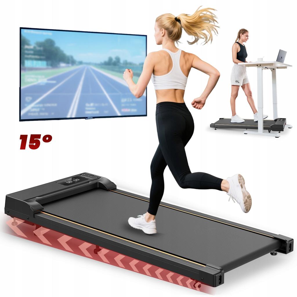 BIEŻNIA DOMOWA ELEKTRYCZNA KT-B2 Treadmill Walkingpad 120kg 15° Z LED Pilot