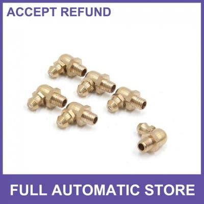 SIX M6 X 1mm Thread 90 Degree Angle Brass Grease Zerk Nipple Fitting Universal