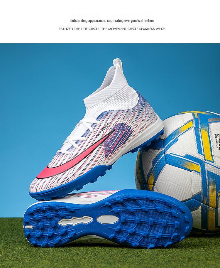High-Top Long-Spike Football Shoes for Teens on Artificial Turf