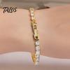 Shiny Faux Crystal Bracelet for Women, Silver/Golden Rhinestone Bangle Bracelet, Sparkling Skin Friendly Alloy Plated Cubic Zirconia with Secure Clasp