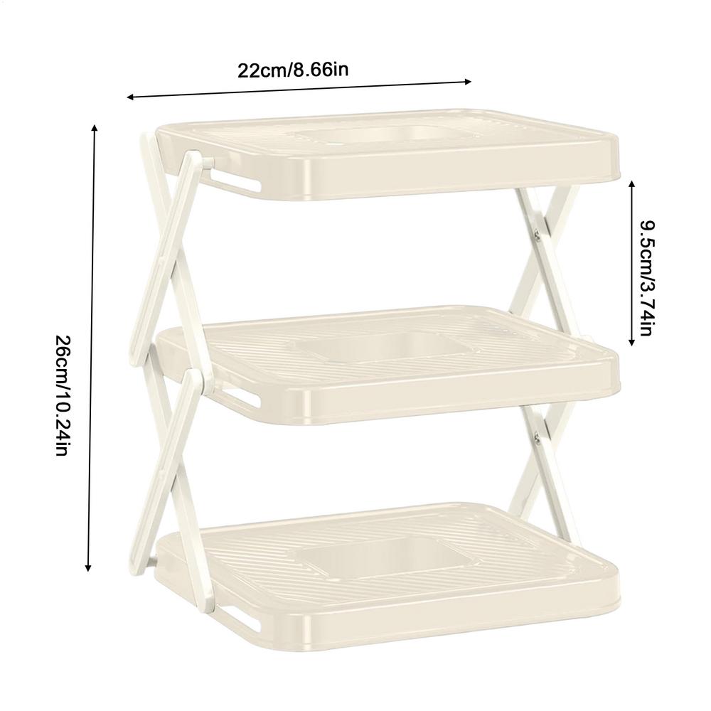 Multi-Layer Prep Tray Storage Rack 3-Layer Kitchen Foldable Food Meal Rack For Cooks Chefs Meal Preppers Busy Families