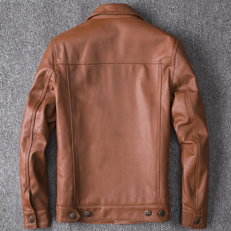 New Genuine Leather Leather Jacket for Men Short Slim Top Leather Harley Motorcycle Leather Jacket